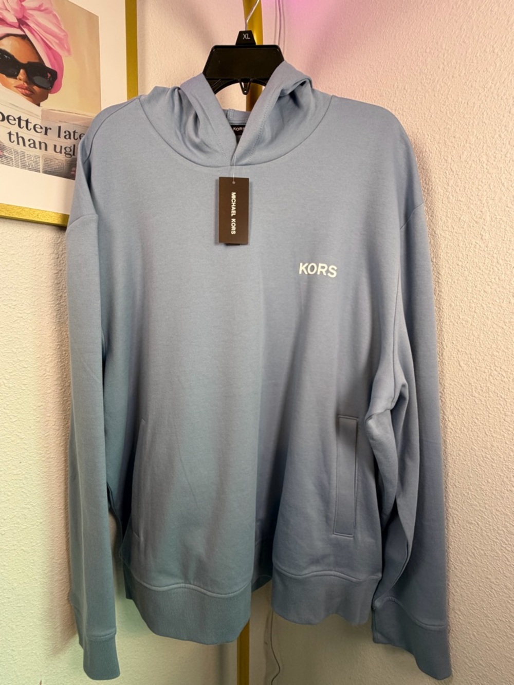 Michael Kors Oversized Hoodie XL Blue KORS Logo Sweatshirt NWT MSRP $128